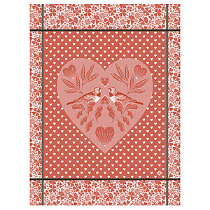 Le Jacquard Francais Amour Red Cotton Tea Towel