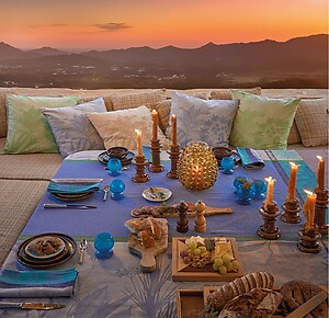 Le Jacquard Francais Sinharaja Blue Cotton Table Linens