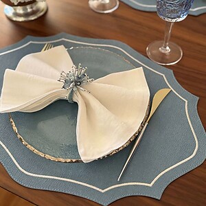 Bodrum Byzantine Iceberg Blue and White Easy Care Placemats - Set of 4