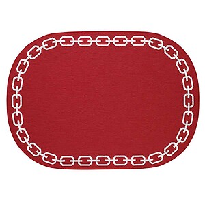 Bodrum Chains Red and White Oval Easy Care Placemats - Set of 4