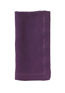 Bodrum Riviera Plum Purple Stonewashed Linen Napkins - Set of 4