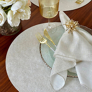 Bodrum Gem Ivory Round Easy Care Place Mats - Set of 4
