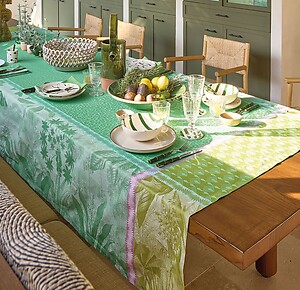 Le Jacquard Francais Sinharaja Green Cotton Table Linens