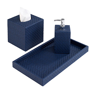 Bodrum Navy Blue Wicker Bath Collection