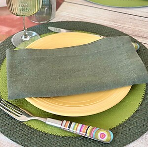 Bodrum Amalfi Olive Green Stonewashed Napkins - Set of 4