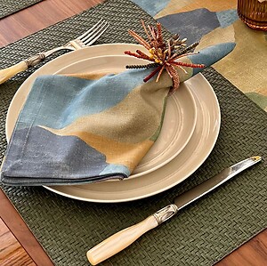 Bodrum Wicker Olive Green Round Easy Care Placemats - Set of 4
