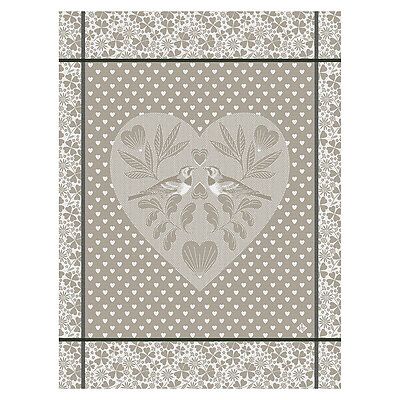 Le Jacquard Francais Amour Beige Cotton Tea Towel