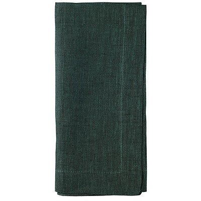 Bodrum Chambray Emerald Green Linen Napkins - Set of 4