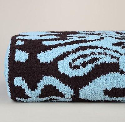 Kashwere Damask Tender Blue and Chocolate Throw Blanket